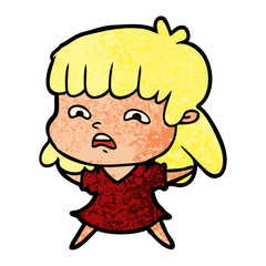 cartoon worried woman