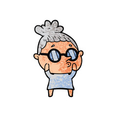 cartoon woman wearing glasses