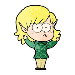 cartoon elf girl staring