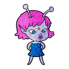 pretty cartoon alien girl