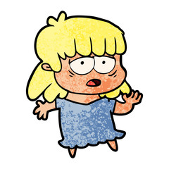 cartoon tired woman