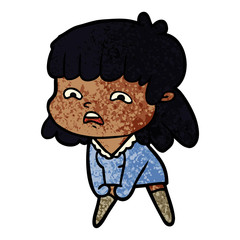 cartoon worried woman