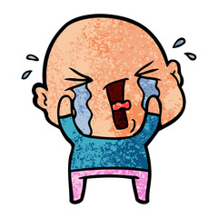 cartoon crying bald man