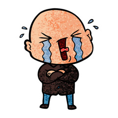 cartoon crying bald man