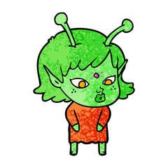 pretty cartoon alien girl