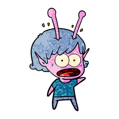 cartoon shocked alien girl