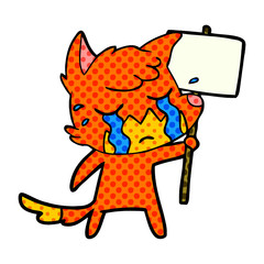 sad little fox cartoon character