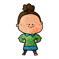 cartoon happy old woman