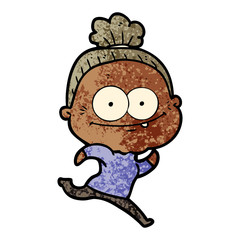 cartoon happy old woman