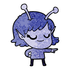smiling alien girl cartoon