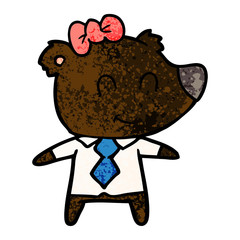 female bear in work clothes