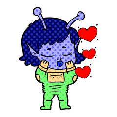 cartoon alien girl in love