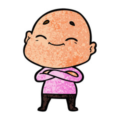 happy cartoon bald man