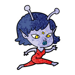 pretty cartoon alien girl running