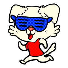 laughing cartoon dog jogging in cool shades