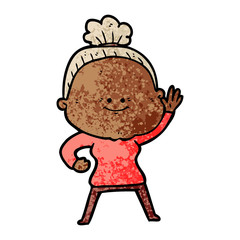 cartoon happy old woman