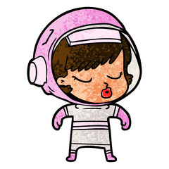 cartoon pretty astronaut girl