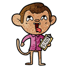 crazy cartoon monkey with clipboard