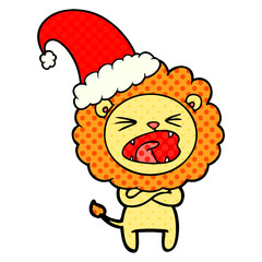 cartoon angry christmas lion