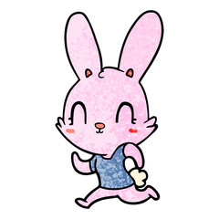 Fototapeta na wymiar cute cartoon rabbit running