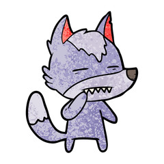 unsure wolf showing teeth