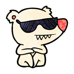 cool polar bear cartoon sitting