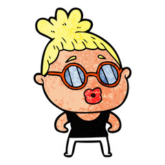 cartoon woman wearing spectacles