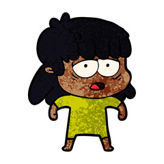 cartoon tired woman