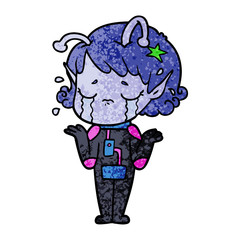 cartoon crying alien girl