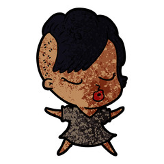 cartoon pretty hipster girl