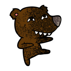 cartoon bear showing teeth while dancing