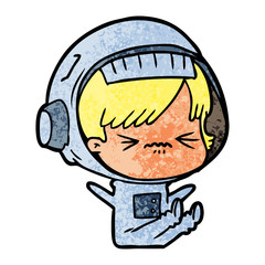 cartoon space girl throwing a tantrum