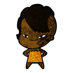 cute cartoon girl with hipster haircut