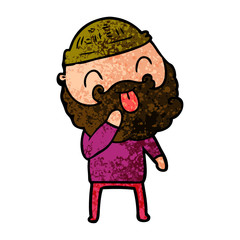 man with beard sticking out tongue