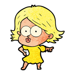 cartoon girl pouting