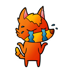 sad little fox cartoon character