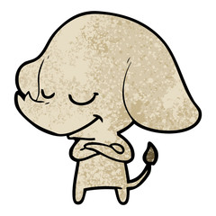 cartoon smiling elephant with crossed arms