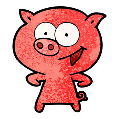 cheerful pig cartoon