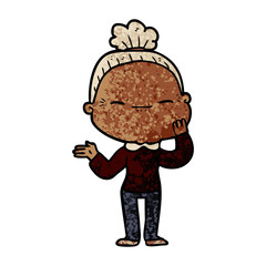 cartoon peaceful old woman
