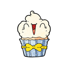 happy cartoon cupcake