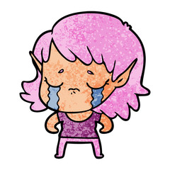 cartoon crying elf girl