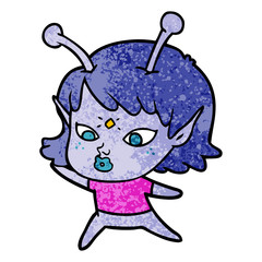 pretty cartoon alien girl