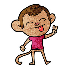 funny cartoon monkey making peace sign