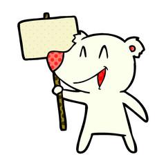 polar bear with protest sign cartoon