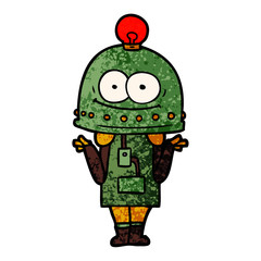 happy carton robot with light bulb