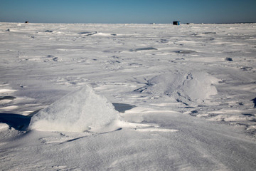 Fototapeta na wymiar Irregular ice surface on Lake of the Woods, Minnesota
