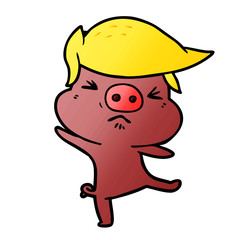 cartoon furious pig