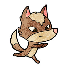 friendly cartoon wolf running