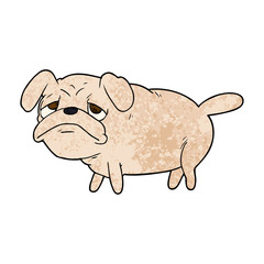 cartoon unhappy pug dog
