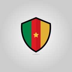 Cameroonian Flag Flat Vector Shield Badge